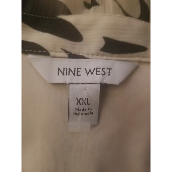 Nine West Women's Dress White/Cream Black Stripes Sheer Lined Size XXL - Picture 15 of 16